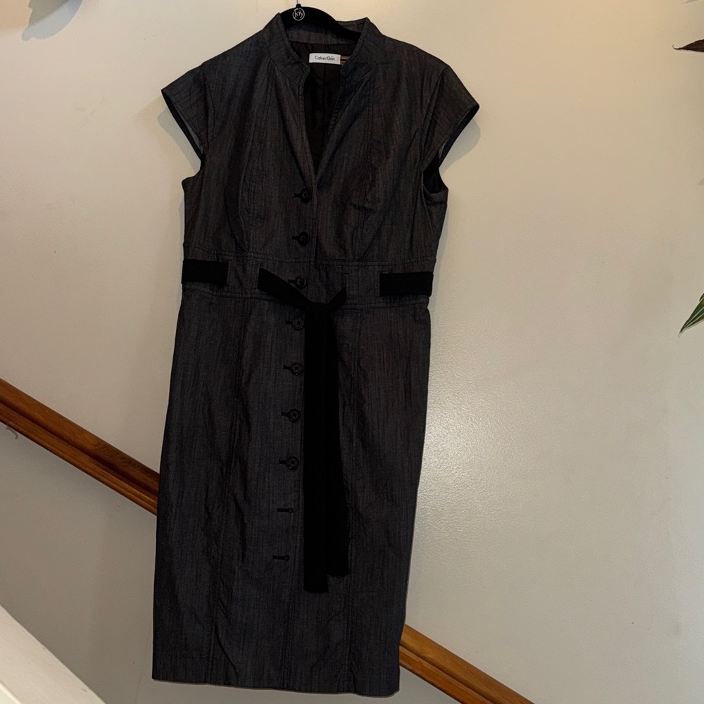 Calvin Klein Grey Button-Down Midi Dress